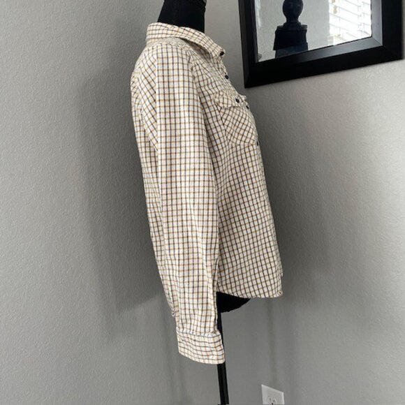 ROXY Squary Cool Yellow Blue Plaid Grunge Flannel Shirt Medium - Picture 4 of 13